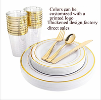 Assiettes de Dîner en Plastique PS Blanches de 6 Pouces pour Restaurant, Vaisselle de Qualité Alimentaire avec Bord Doré pour Fêtes et Mariages - Vente en Gros