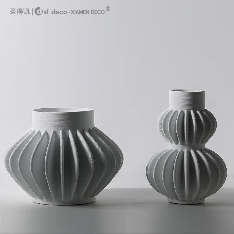 Vasos de cerâmica grandes de luxo com impressão 3D para decoração de casa, acessórios nórdicos para decoração de casa