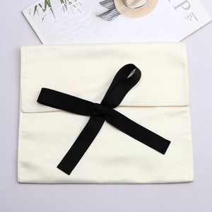 Custom LOGO Double Layer Thick Matt Satin <b>Envelope</b> Gift Bag With Bow - Product Image 3