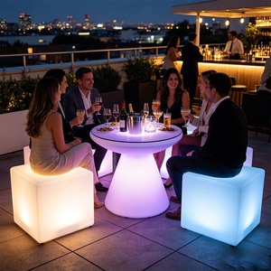 <span class=keywords><strong>Table</strong></span> et Chaises Lumineuses Modernes pour Bar à Chicha, Vente en Gros Fabricant, 16 Couleurs Changeantes, Bar Extérieur IP65 - Product Image 2