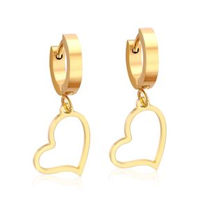 Modernos Pendientes de Aro de Acero Inoxidable con Baño de Oro PVD de 18K, Colgantes con Forma de Corazón Hueco, Joyería para Mujer - Product Image 1