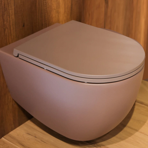 Inodoro redondo WC <span class=keywords><strong>de</strong></span> cerámica blanca con acabado mate rosa, estilo retro, con bidé integrado, para baño, cocina, sanitario, hotel y hogar, con consola y armario. - Product Image 2
