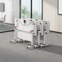 Table de formation pliable multifonctionnelle avec plateau rabattable et roulettes, mobilier de bureau pour réunions et conférences, gain de place, pour l'école