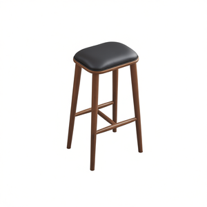 Sgabello da bar Jason in similpelle con base in legno, design moderno mid-century per uso bar. - Product Image 1