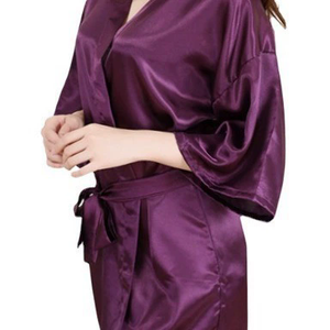 Albornoz de satén para mujer de alta calidad, Kimono cómodo de poliéster, capa de peluquería para SALÓN DE Spa, bata de pelo de seda - Product Image 4