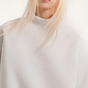 Custom <b>Vintage</b> Mock Neck <b>Sweatshirt</b> Cotton Blend Pullover <b>Oversized</b> Knitted Hoodie for Men and Women - Product Image 3