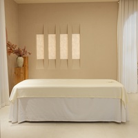 Drap plat en polyester ultra-léger jaune clair, résistant aux taches, infroissable, séchage rapide, housse de lit de beauté professionnelle