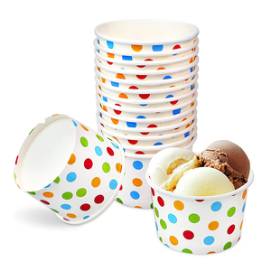 <span class=keywords><strong>Gobelet</strong></span> en <span class=keywords><strong>carton</strong></span> imprimé à pois colorés, de qualité alimentaire, jetable, avec couvercles, pour yaourt glacé, dessert, gelato et crème glacée - Product Image 2