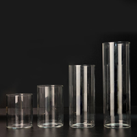 Lanternes en verre à longue tige, porte-bougies cylindriques en cristal transparent, centres de table en métal pour mariages et décorations