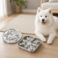 Gamelle Triangle Anti-Glisse pour Chien en Acier Inoxydable, Bol Distributeur de Nourriture Lente Type Puzzle, Portable et Pliable, Écologique, Design Moderne