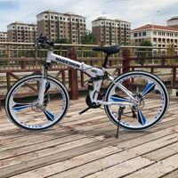 Vélo pliable à prix d'usine, vélo de montagne à double suspension 24/26 pouces, vélo pliable en acier à haute teneur en carbone, roue intégrée