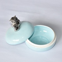 Boîte à Bijoux en Céramique Animaux Argent Électroplaqué Hibou Écureuil Oiseau Pot de Rangement en Porcelaine Cadeau de Pâques Printemps Vente en Gros