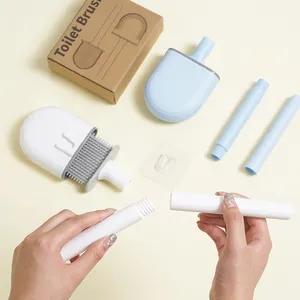 Sanga nouveau Design pas cher Mini plastique noir Silicone Flexible toilette brosse de nettoyage et support pour salle de bain