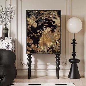 خزانة جانبية على الطراز الفرنسي بتصميم قديم ، لوحات فنية خشبية ، أثاث منزلي لغرفة الطعام ، خزانة بوفيه جانبية - Product Image 3