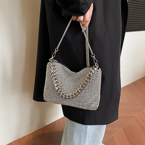 Borsa da Sera con Strass, Pochette Quadrata <span class=keywords><strong>Argento</strong></span> con Nappe di Diamanti, Borsetta da Donna per Banchetti, Matrimoni <span class=keywords><strong>e</strong></span> Cerimonie - Product Image 4