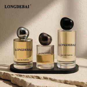 Popular Cylinder Empty Perfume Glass <b>Bottle</b> 30ml 50ml 100ml Clear perfume <b>bottle</b> with Irregular Pebble‑shape cap - Product Image 1