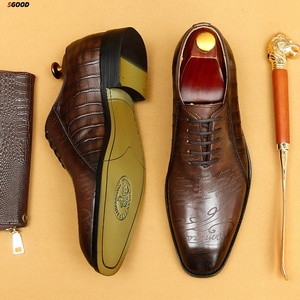Mocasines de Punta Redonda para Hombre, Formales de Negocios, Transpirables, Impermeables, Color Marrón y Negro, Suela Gruesa, Cuero Vacuno, Zapatos de Cuero Genuino para Boda - Product Image 5