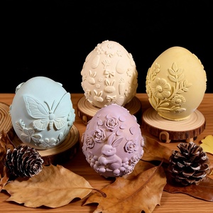 แม่พิมพ์เทียนรูปไข่อีสเตอร์พร้อมลายผีเสื้อแกะสลัก ลายโคลเวอร์สี่แฉก ลายไก่ ลายกระต่าย แม่พิมพ์ซิลิโคนสำหรับเทียนไข่ - Product Image 3