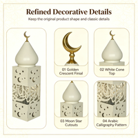 Lanterne LED en fer pour le Ramadan, décoration de maison musulmane du Moyen-Orient, Eid Mubarak, style lune, étoile, mosquée, ornement de table