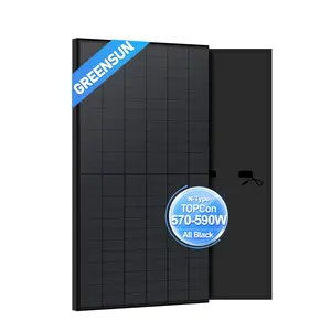 Paneles solares de vidrio doble de la UE 570 vatios 580W 590W tipo n Panel fotovoltaico bifacial Todo el módulo fotovoltaico negro Topcon Panel solar negro