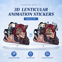 Pegatinas Personalizadas de Dibujos Animados, Calcomanías Lenticulares 3D Impermeables con Movimiento para Coche, Portátil, Refrigerador (Material PET)
