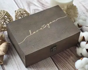 Love You Caja de regalo de boda Caja de recuerdo decorativa de madera grabada Caja de memoria