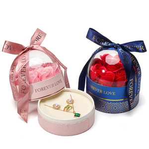 Mother's Day Unfade Eternal Preserved Rose Flower Jewelry Box Women Earrings Ring Necklace Lipstick Storage Valentine's Mother's Day Gift