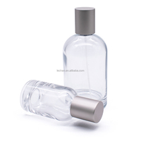 Flacon de parfum jetable rond en verre et aluminium de 30 ml, 50 ml, 100 ml avec pompe pulvérisatrice grise et emballage – Offre Spéciale