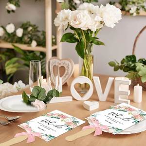 Custom Design Bulk Handheld <b>Fan</b> Wedding <b>Hand</b> <b>Fans</b> with Bow for Guest Floral Greenery <b>Hand</b> <b>Held</b> Wedding <b>Fans</b> - Product Image 3