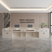 Comptoir d'accueil minimaliste moderne en MDF écologique et durable pour hall d'hôtel et bureau d'entreprise