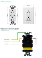 Grosir harga bagus GFCI Outlet dinding listrik 15 amp Tamper gfci tahan gfci wadah