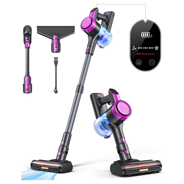250W Brushless Handheld Cordless Vacuum | 10-27KPa Suction | Touch Display | 30-60Min Runtime | 6 Nozzles | Home Car Hotel | A35