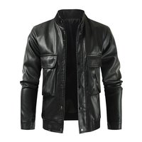 Blouson Bomber Urbain Décontracté Noir Sur Mesure Coupe Droite Léger en Cuir PU avec Col Montant et Poignets Côtelés pour Homme, Emballage avec Logo