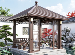 Gazebo de Aluminio para Jardín, Marca Wowcourtyard, Estilo Neoclásico, Color Marrón, para Terraza Exterior, Estilo Antiguo - Product Image 3
