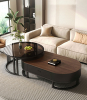 Table basse relevable multifonctionnelle moderne avec rangement durable en bois de noyer, mobilier de salon au design personnalisable