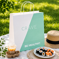 Bolsa de Papel para Comida para Llevar, Estilo Clásico Moderno, con Asa Plateada PVD, Conexión Reforzada, para Eventos Corporativos y Servicios de Comida Rápida
