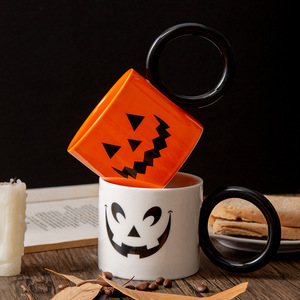 Mug en céramique personnalisé en forme de citrouille d'Halloween avec poignée, impression sérigraphique, cadeau de fête, tasse à café - Product Image 1