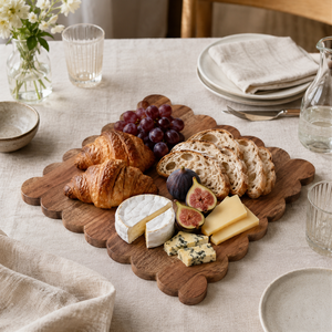 Ensemble de planches à découper en bois à bords ondulés, plateau de service en bois d'acacia massif fait à la main, collection de 3 pièces, boutique, hôtel, restaurant - Product Image 4
