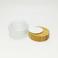 Pot en verre transparent givré vide de 50 ml, pot en verre pour crème cosmétique, pot en verre avec couvercle à vis en bambou