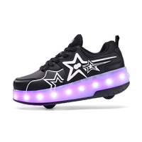 Chaussures à roulettes rétractables à deux roues, chaussures de Sport à roulettes LED clignotantes pour enfants et garçons