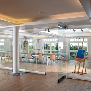 Moderne Außen-und Innenausstattung Aluminium bewegliche Glas trennwand Rahmenlose Schiebe klapp glastür Trennwand für Büro