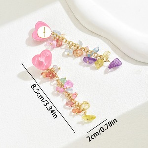 Heart Shaped Drop <b>Earrings</b> With Colorful Crystal Tassels For Women Party Jewelry Zinc Alloy Stainless Steel <b>Post</b> EH4751 3 - Product Image 4