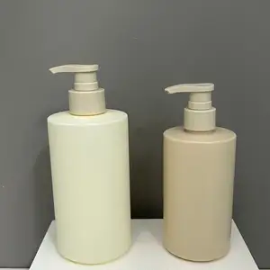 300ml 450ml Empty Shampoo Bottle Plastic Round Beige Lotion Bottle