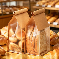 Sacs à pain en kraft à fond carré personnalisés, sacs à pain transparents, emballages en plastique, sacs à pain blancs et bruns, sacs en papier kraft pour la cuisson du pain