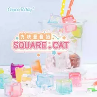 Figurine de collection transparente en gelée, série Chat empilable, en sachet surprise, ornement, cadeau