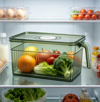 Grote capaciteit, verdikte, stapelbare koelkast opbergbox met timer, handvat en afwateringsbord voor fruit en groenten in de keuken