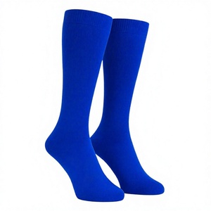 Chaussettes habillées bleues pour hommes, tricotées, fines, douces, respirantes, pour usage quotidien et bureau, classiques, mi-mollet, confortables - Product Image 4