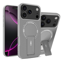 Étui de protection Lichicase OEM personnalisé avec béquille cachée, texture en fibre de carbone, pour iPhone 18, 18 Pro, 18 Pro Max, coque arrière