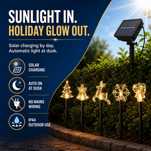 <span class=keywords><strong>Luces</strong></span> <span class=keywords><strong>Solares</strong></span> de <span class=keywords><strong>Navidad</strong></span> para Jardín, Juego de 5 Piezas Enlazadas para Decoración de Césped y Caminos al Aire Libre - Product Image 2