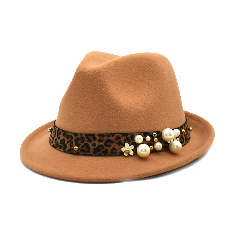 قبعة بسيطة من الصوف للرجال والنساء ، قبعة ترايبي مع حافة قصيرة ، قبعات أنيقة للسيدات في فصل الشتاء والخريف والجاز